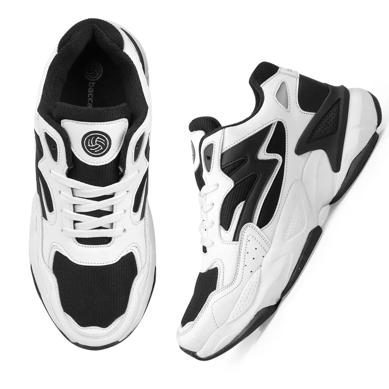 باكا بوتشي حذاء تدريب رجالي أسود وأبيض